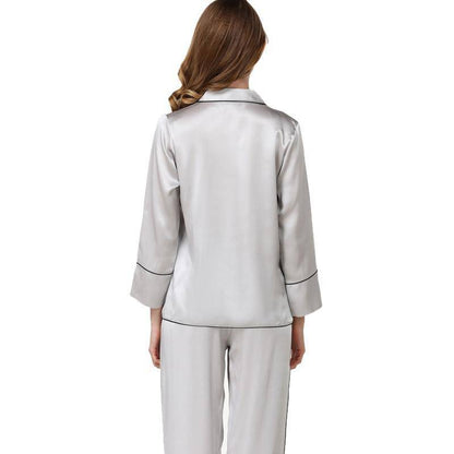 Luxury silk pajama Set For Women Long silk pajamas With Pocket