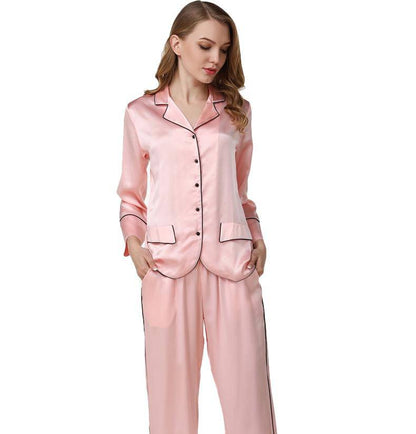 Luxury silk pajama Set For Women Long silk pajamas With Pocket