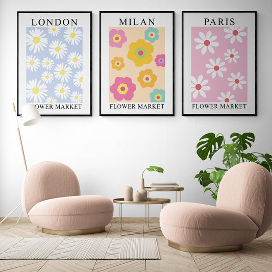 Flower Market Set of 3 Paris
