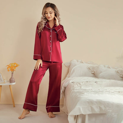 Mulberry Pure Women Silk Pjs Long Sleeves Luxury Silk Pajamas Set