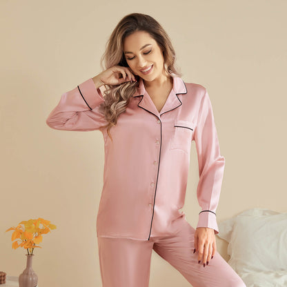 Mulberry Pure Women Silk Pjs Long Sleeves Luxury Silk Pajamas Set