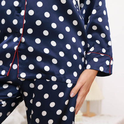 printed silk pajama set Silk Classic Dot Silk Pajamas for Women