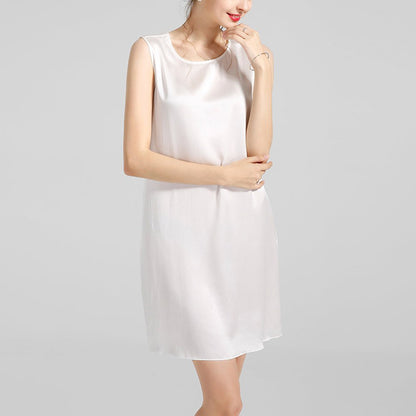 Round neck pure Silk Dress sleeveless Wedding Guest Party Dresses