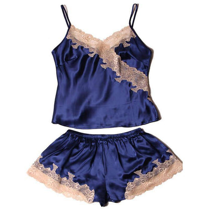 Sexy Lace-Trimmed  Short Silk Camisole Set for Women