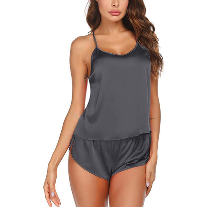 silk cami pj set Pure Summer Sexy Silk Camisole Set for Women