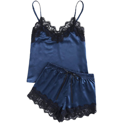 silk cami sleep set 100% Mulberry Lace Cami Top and Shorts Set