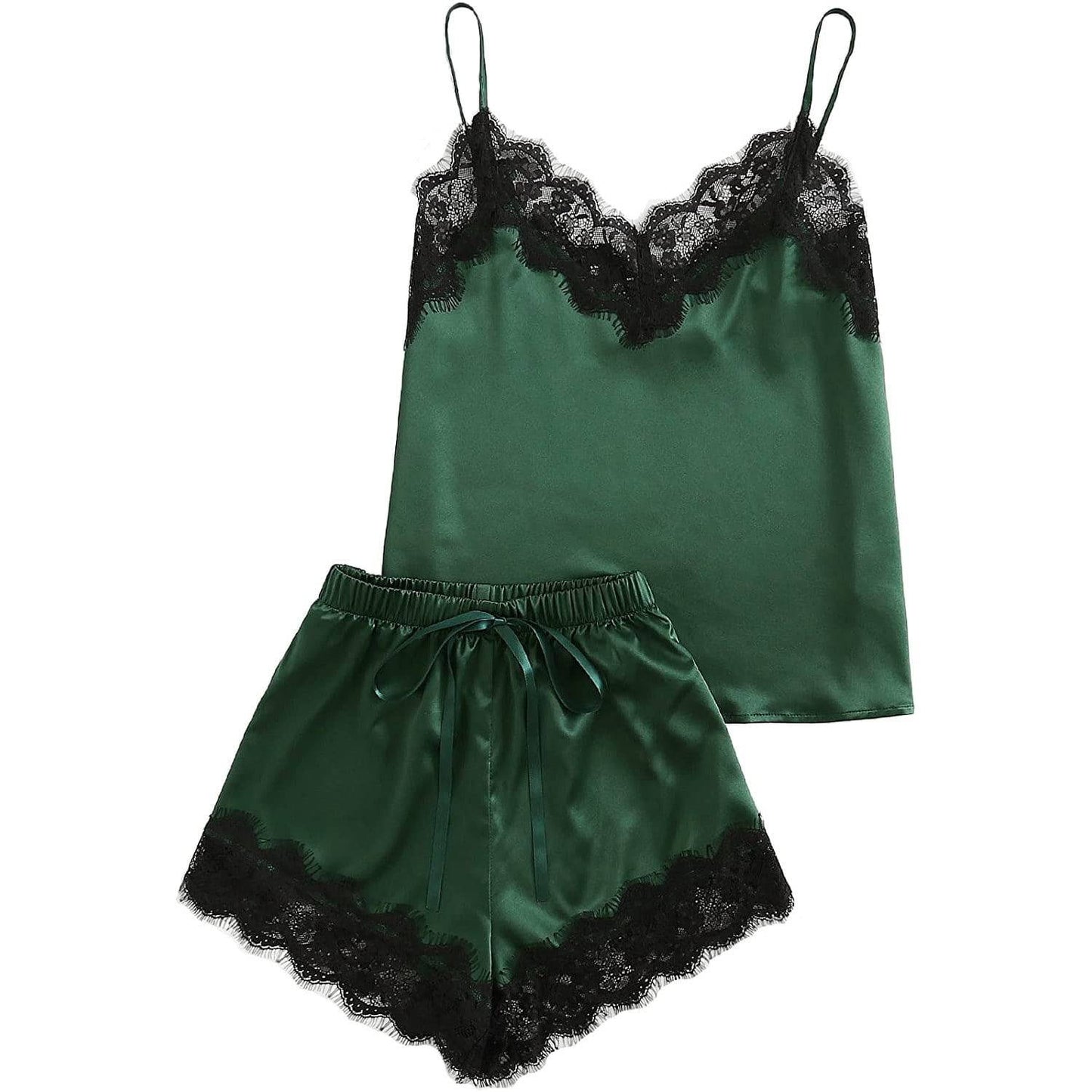 silk cami sleep set 100% Mulberry Lace Cami Top and Shorts Set