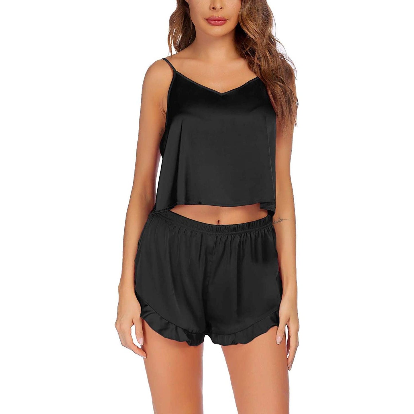 silk camisole and shorts set For Women Sexy 100% Silk Cami Set