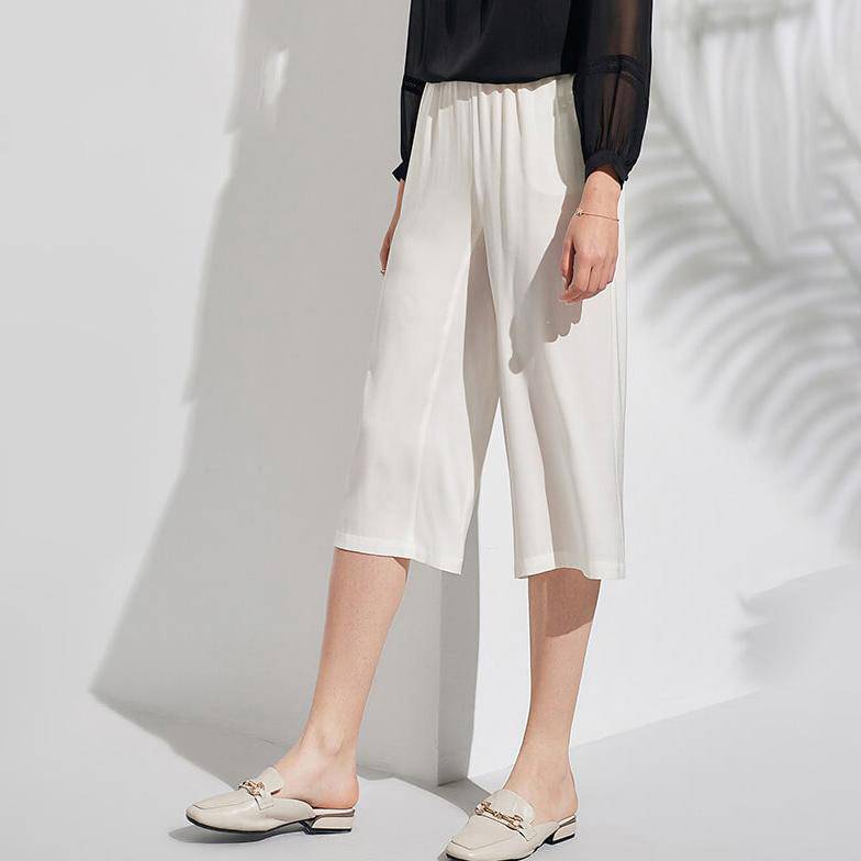 Silk Cropped Pants For Women loose Casual pure Work Silk Trousers