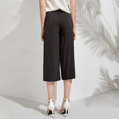 Silk Cropped Pants For Women loose Casual pure Work Silk Trousers