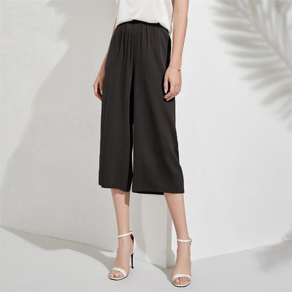 Silk Cropped Pants For Women loose Casual pure Work Silk Trousers