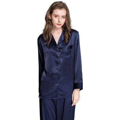 Silk pajamas for women Long Sleeve Button Down Full-Length silk pj set