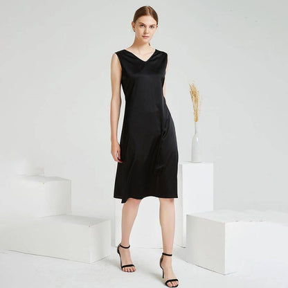 Summer Guest Party Silk Dress Sleeveless v-neck pure Silk Dresses