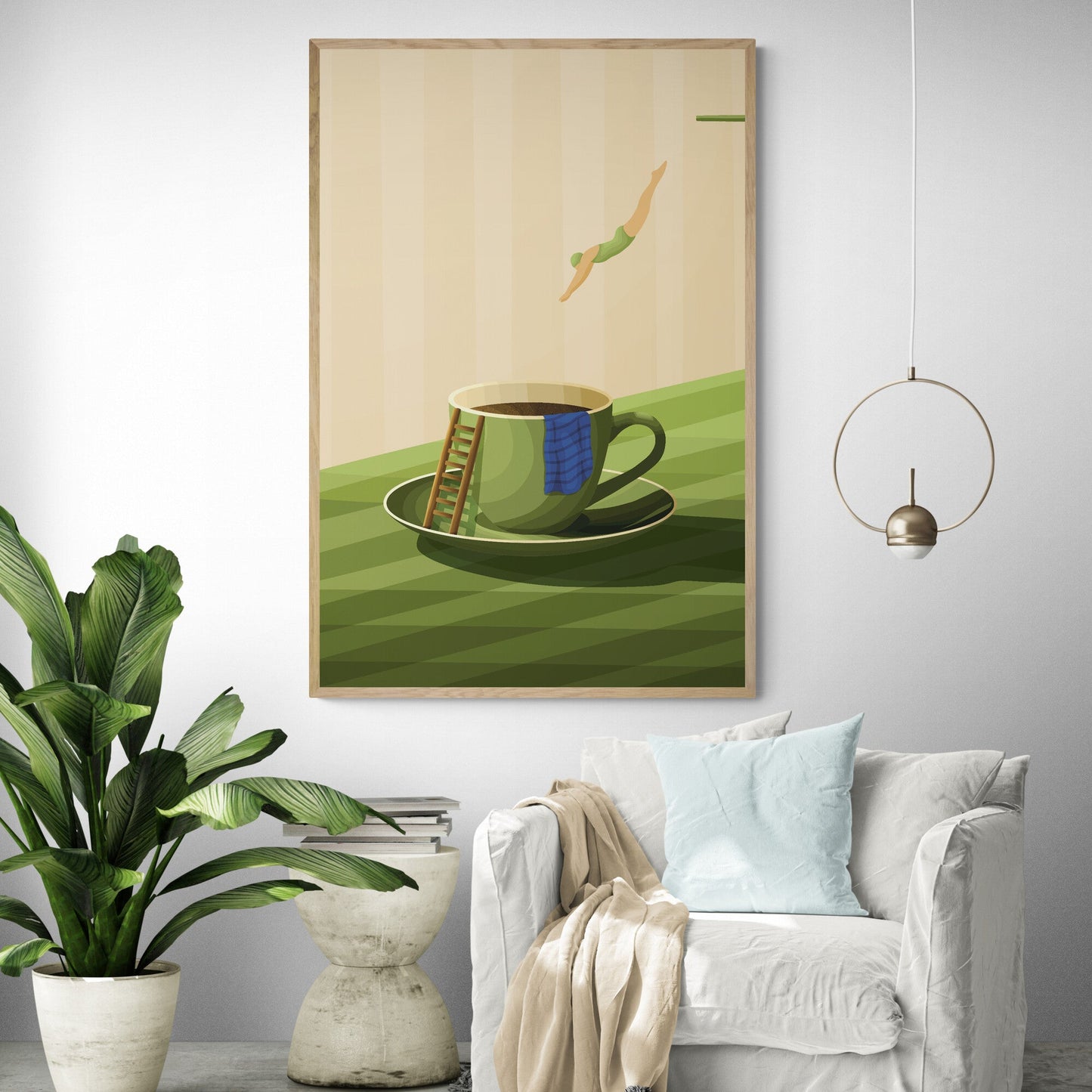 Diving Vrouw Art Print