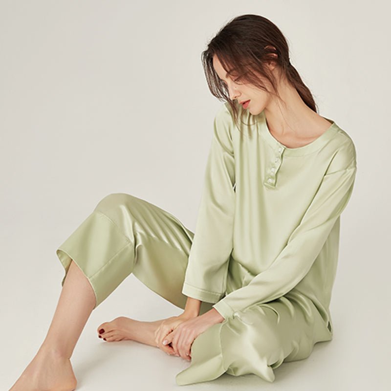 Women Loose Silk Sleepwear 100% Mulberry silk pajama Set