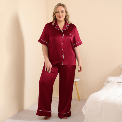 women plus size silk pajama Set 100% Mulberry washable silk PJS