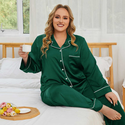 Women  plus size silk pajamas 100% Mulberry Plus 2 piece Silk Pj Set