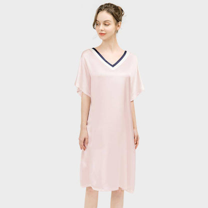 Women pure Silk Nightdress  100% Mulberry v neck Silk Sleepwear