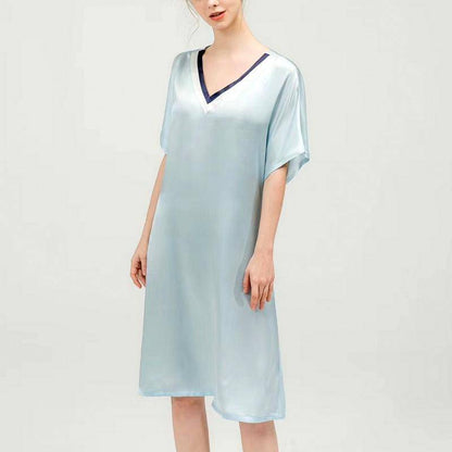 Women pure Silk Nightdress  100% Mulberry v neck Silk Sleepwear