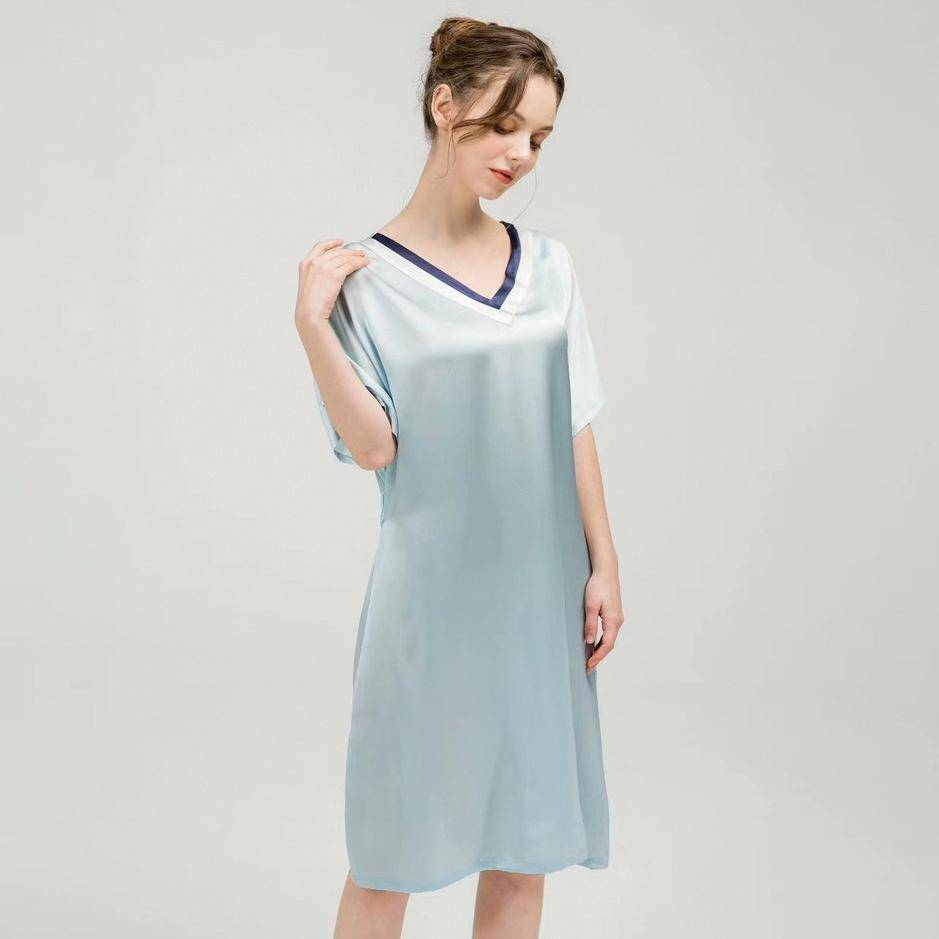 Women pure Silk Nightdress  100% Mulberry v neck Silk Sleepwear