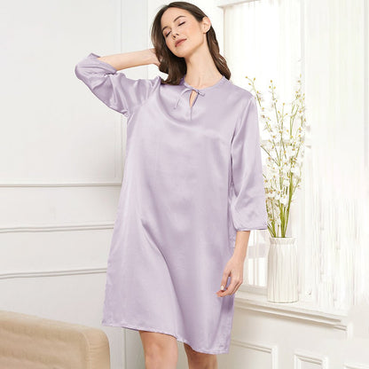 Women Silk Chemise  round neck 100% Mulberry pure Silk Nightdress