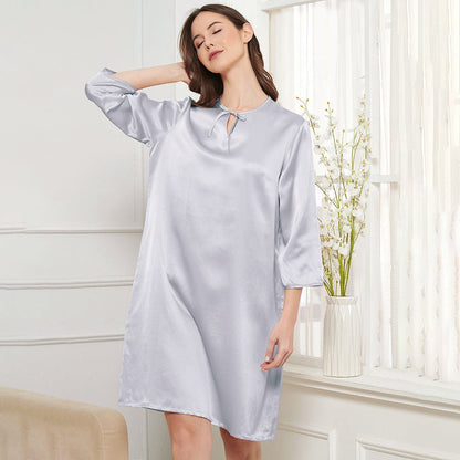 Women Silk Chemise  round neck 100% Mulberry pure Silk Nightdress