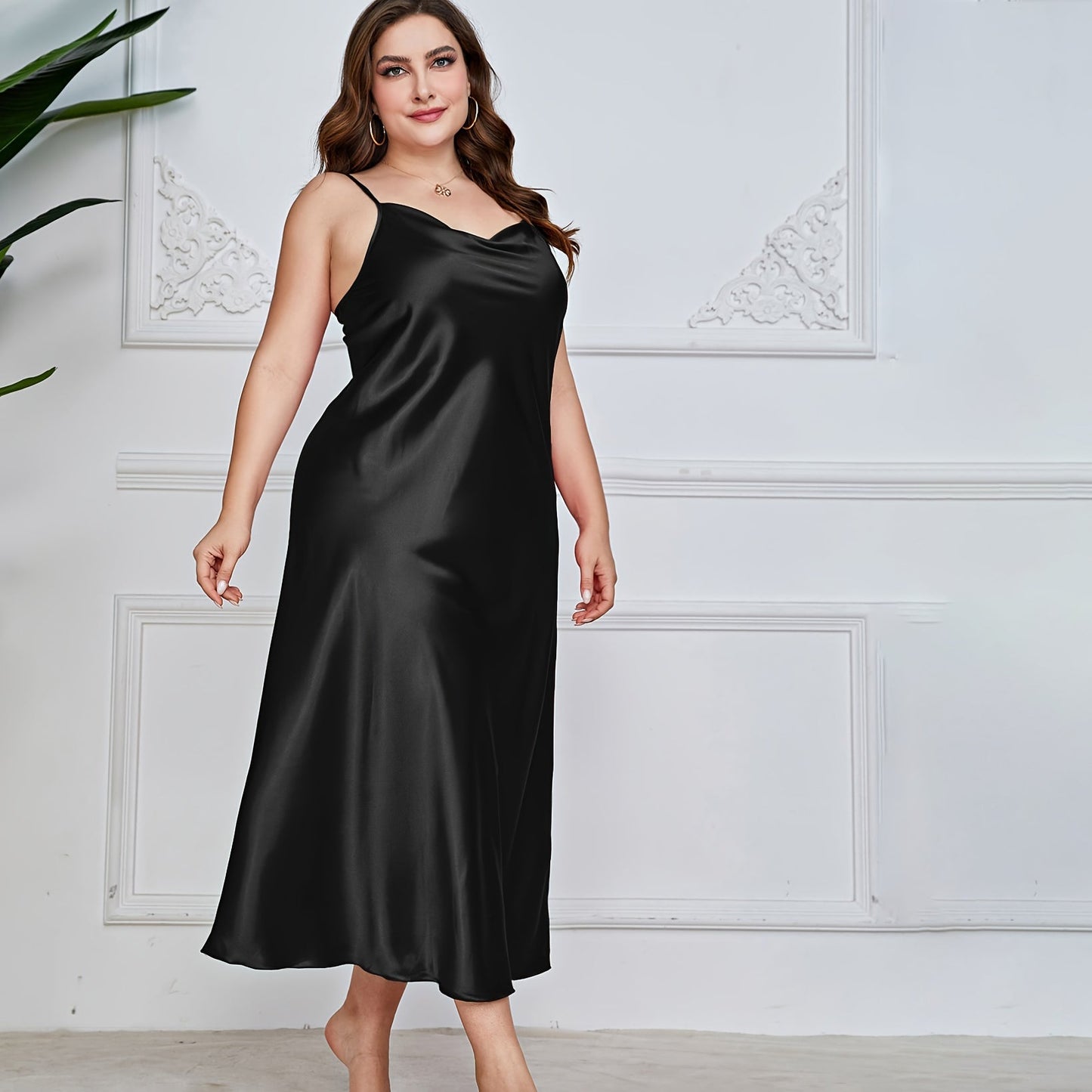 Women's Cowl Neck silk nightgown pure Silk Slip Dress