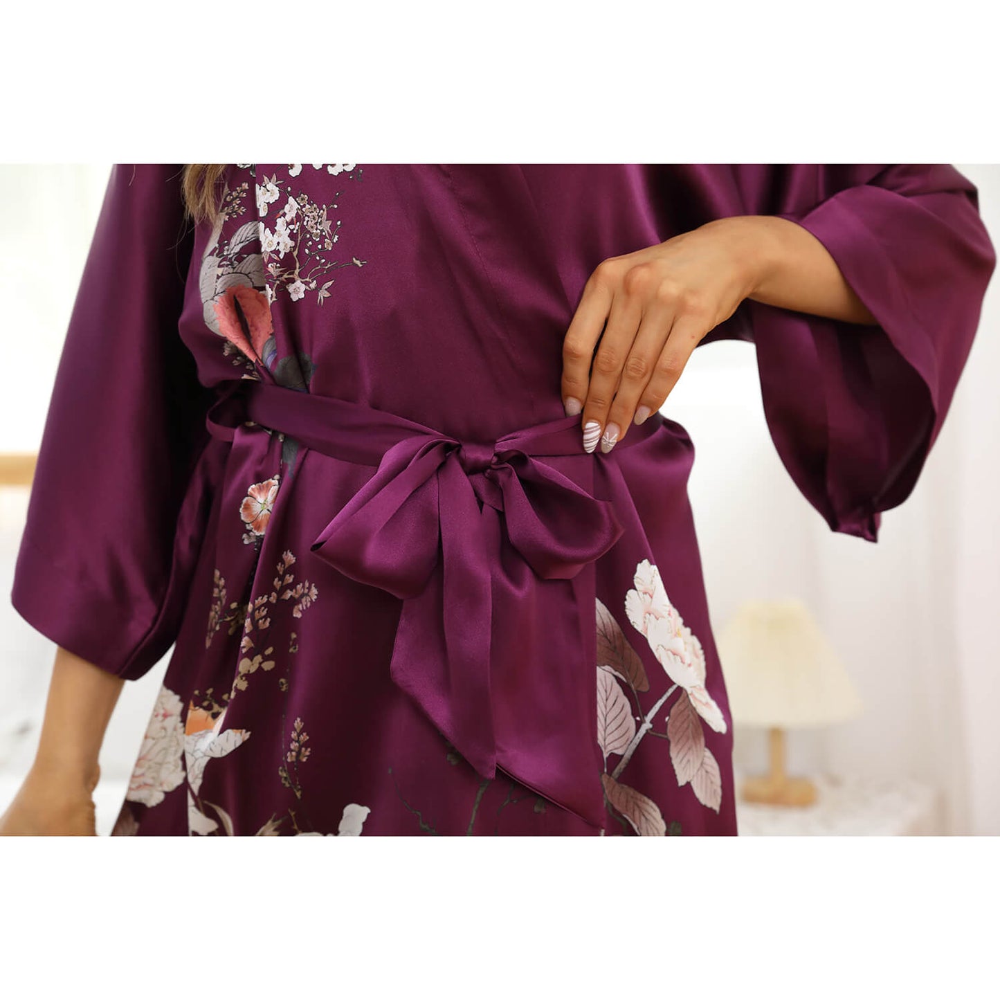 women's floral pure Silk Kimono Robes Mulberry Silk Robes