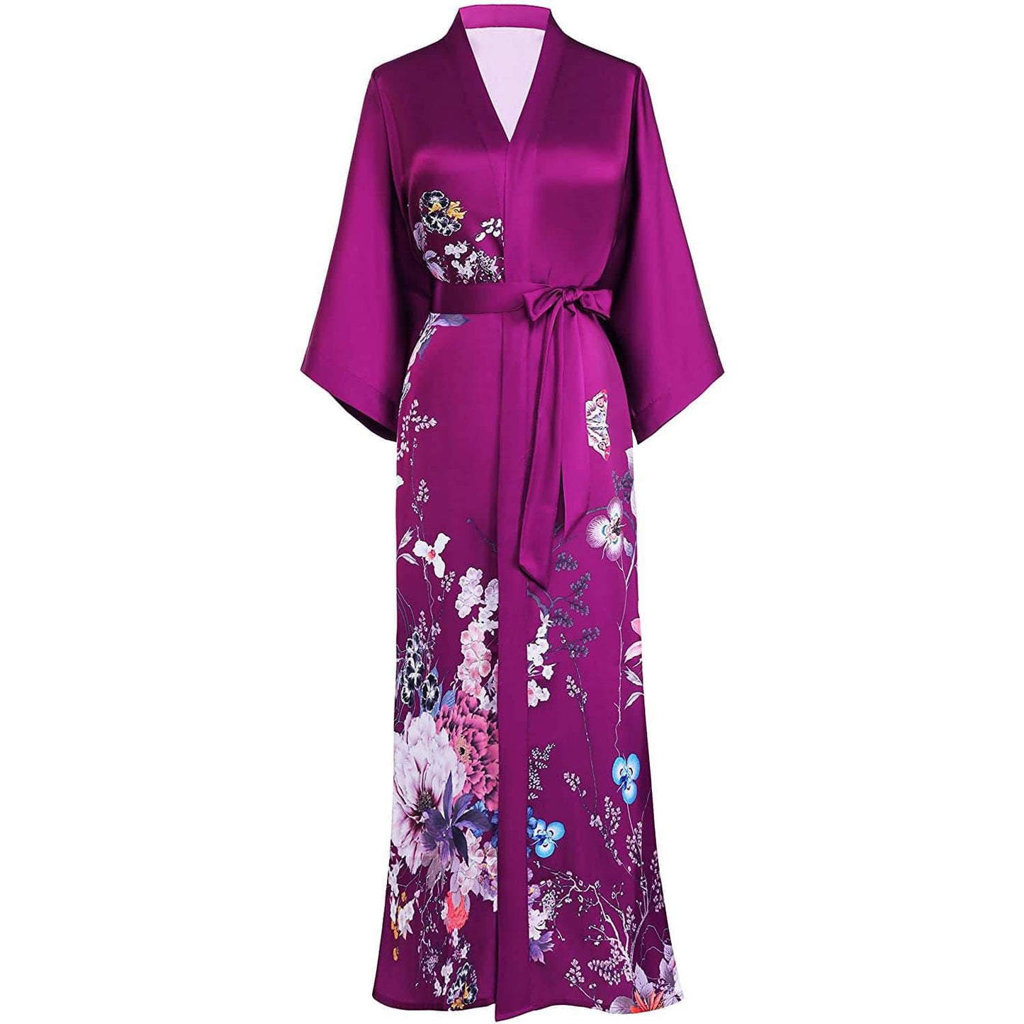 women's floral pure Silk Kimono Robes Mulberry Silk Robes