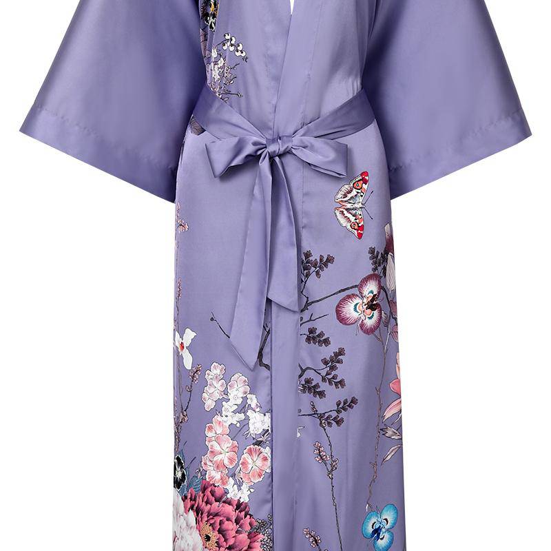 women's floral Silk Kimono Robes Silk Dressing Gown