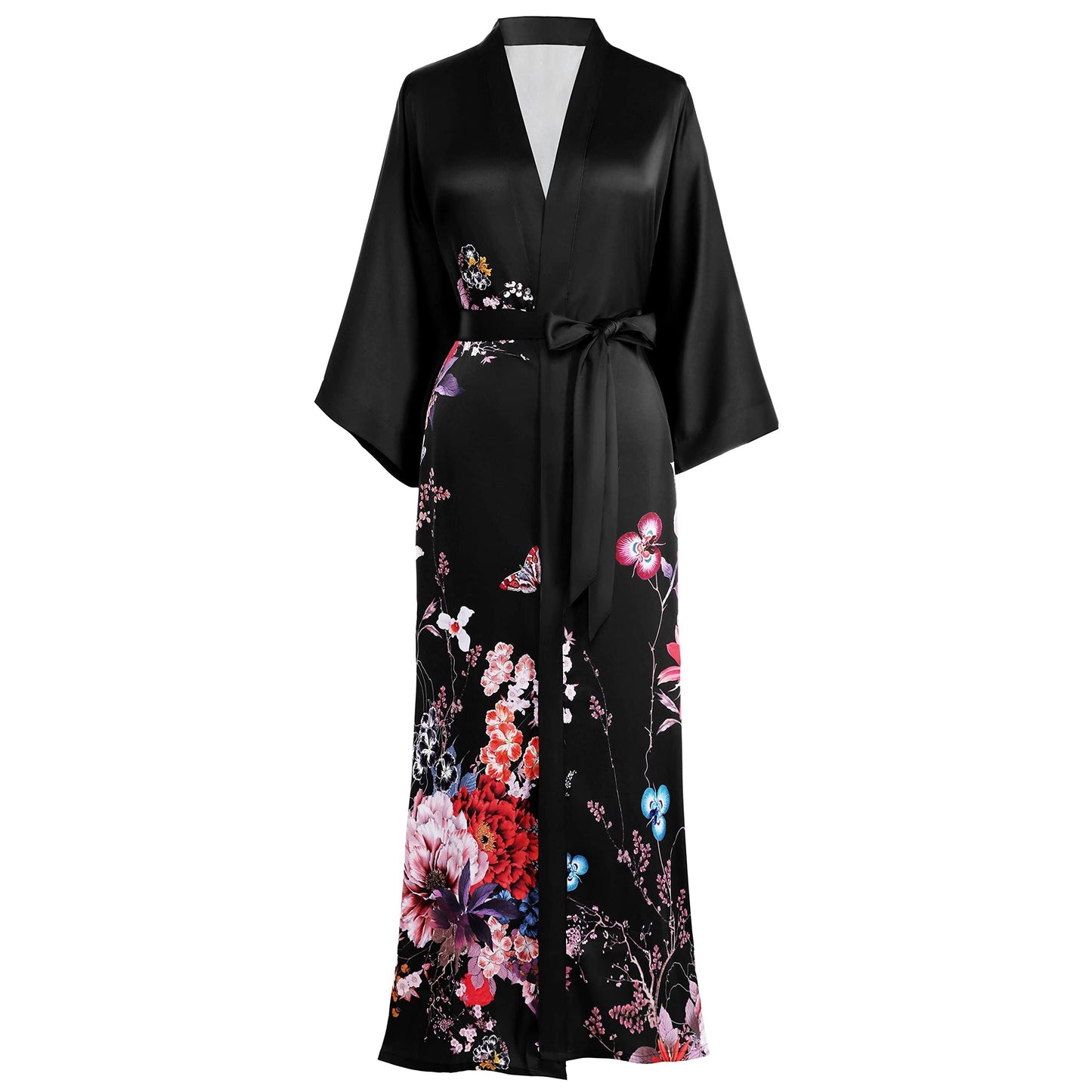 women's floral Silk Kimono Robes Silk Dressing Gown