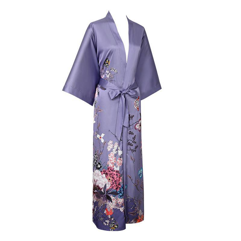 women's floral Silk Kimono Robes Silk Dressing Gown