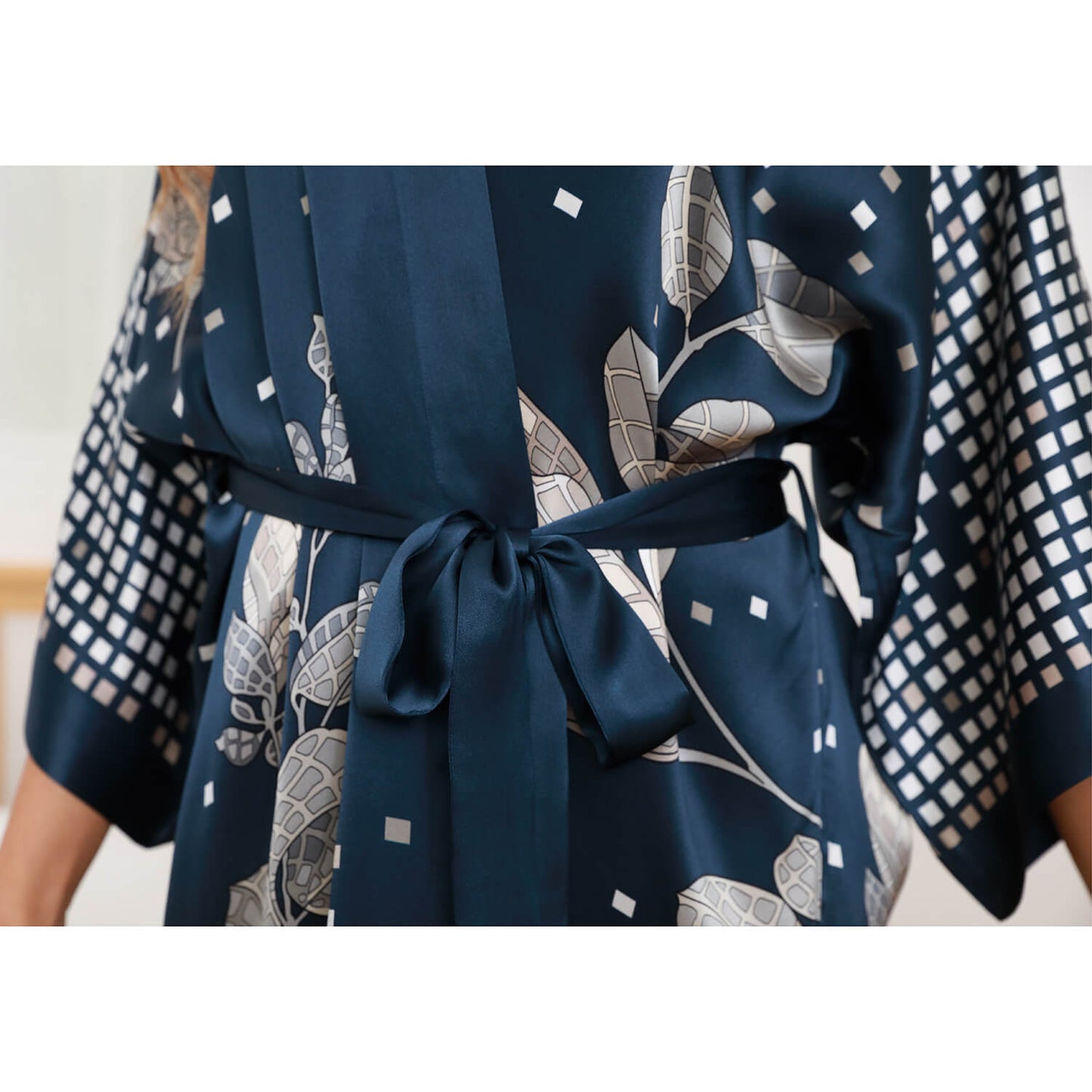 womens floral Silk Robe pure Silk Kimono Dressing Gown Silk Bathrobe