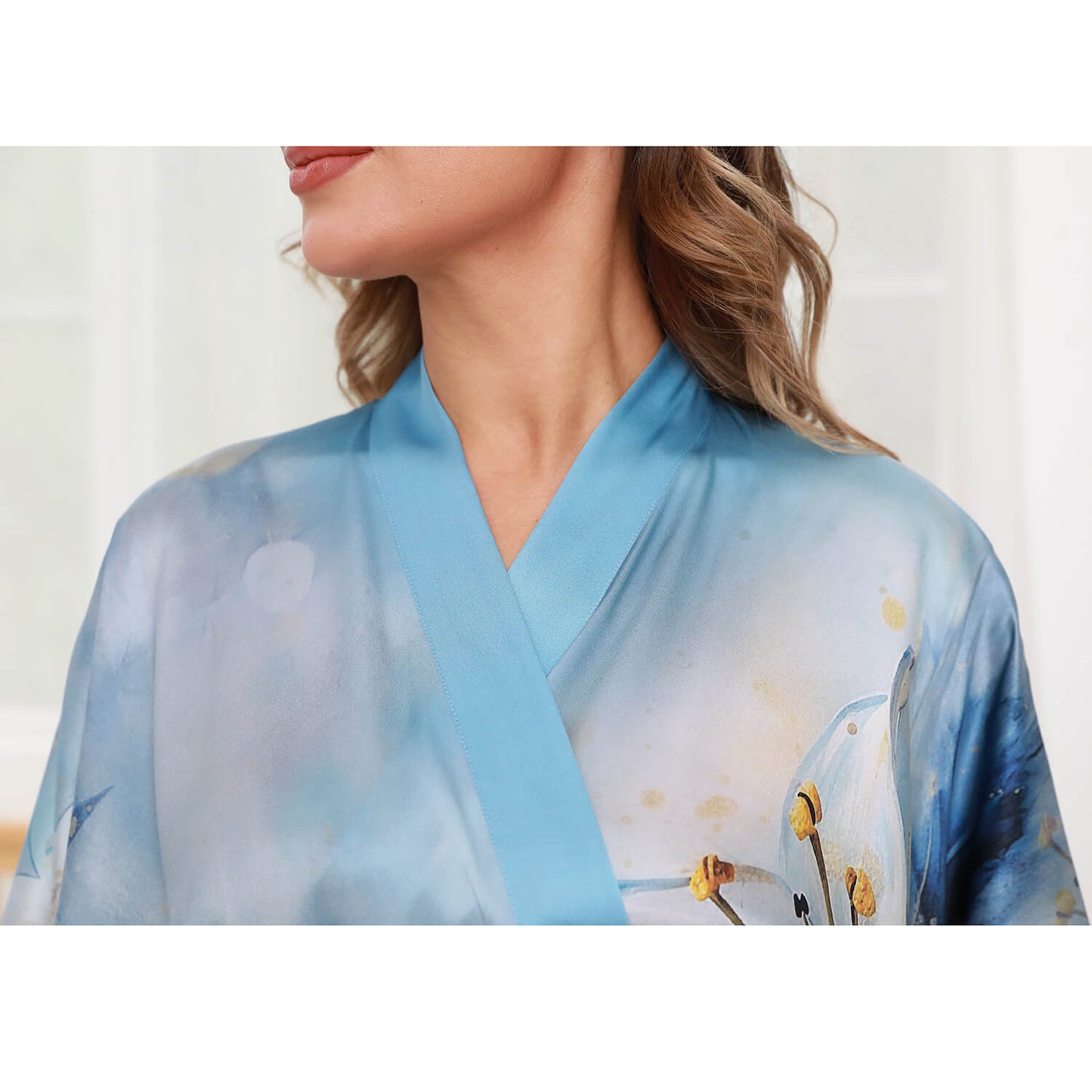 womens pure Silk Kimono Robes long floral Silk Robes Silk Dressing Gown