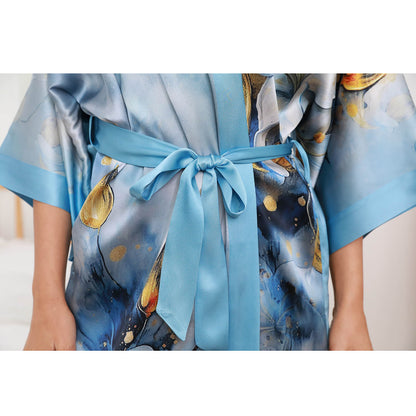 womens pure Silk Kimono Robes long floral Silk Robes Silk Dressing Gown