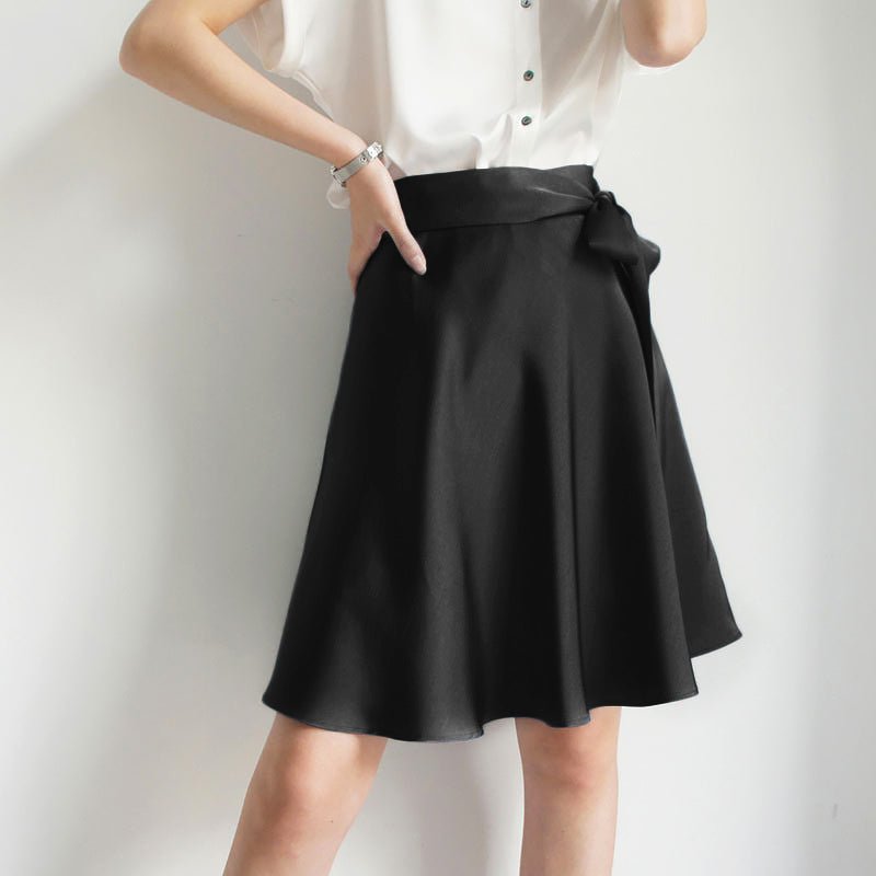 womens pure Silk Mini Skirt tie Summer Guest Party Silk Dresses