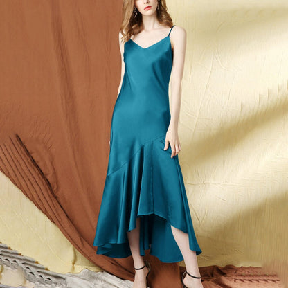 Womens Sexy pure Silk Dress Wedding Guest Evening Formal Dresses