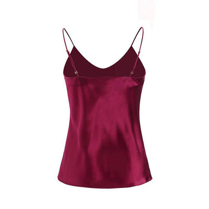 Women's Short V-Neck Silk Camisole Set – Sexy Silk Cami and Shorts