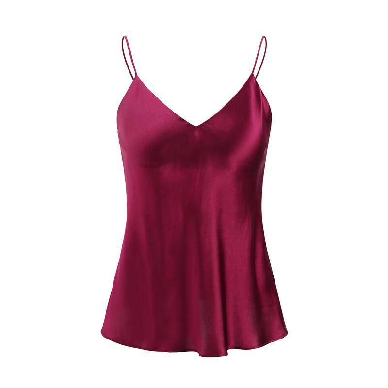 Women's Short V-Neck Silk Camisole Set – Sexy Silk Cami and Shorts