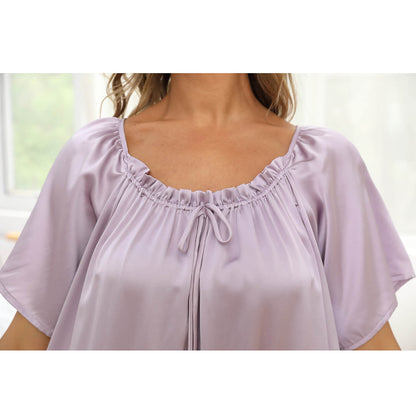 women's Silk Chemise short sleeve round neck Pure silk nightdress