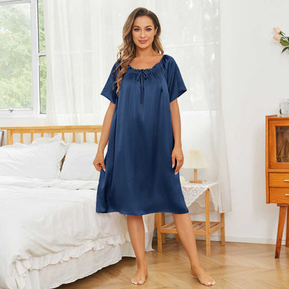 women's Silk Chemise short sleeve round neck Pure silk nightdress