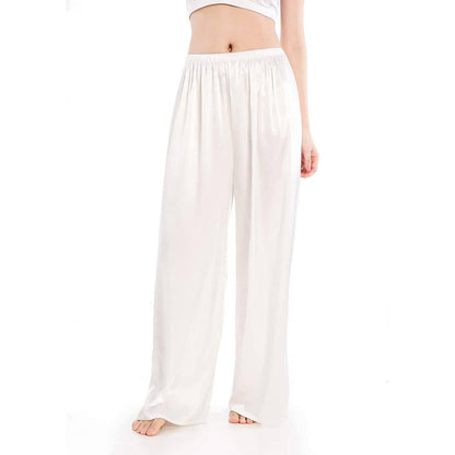 Womens Silk Pajama Pants Wide Leg Casual Loose pure Silk Pj Bottoms