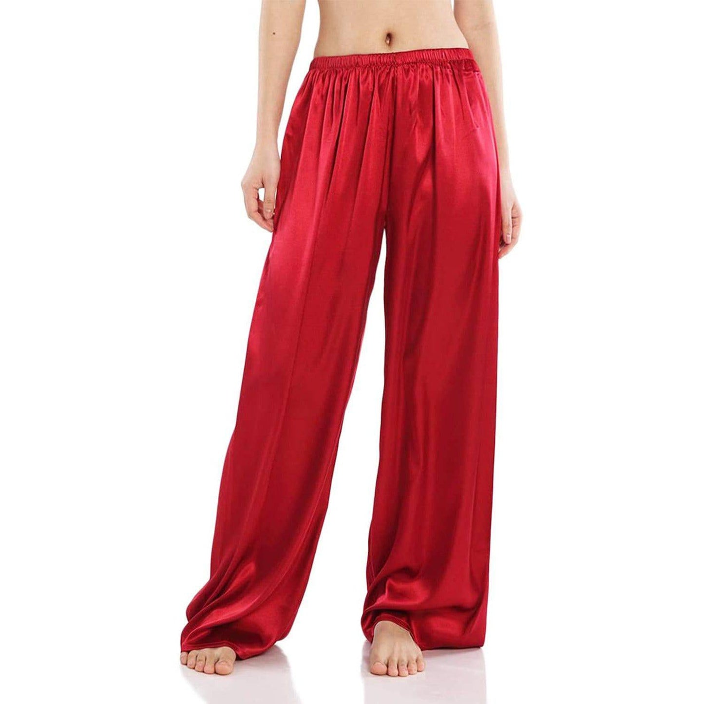 Womens Silk Pajama Pants Wide Leg Casual Loose pure Silk Pj Bottoms