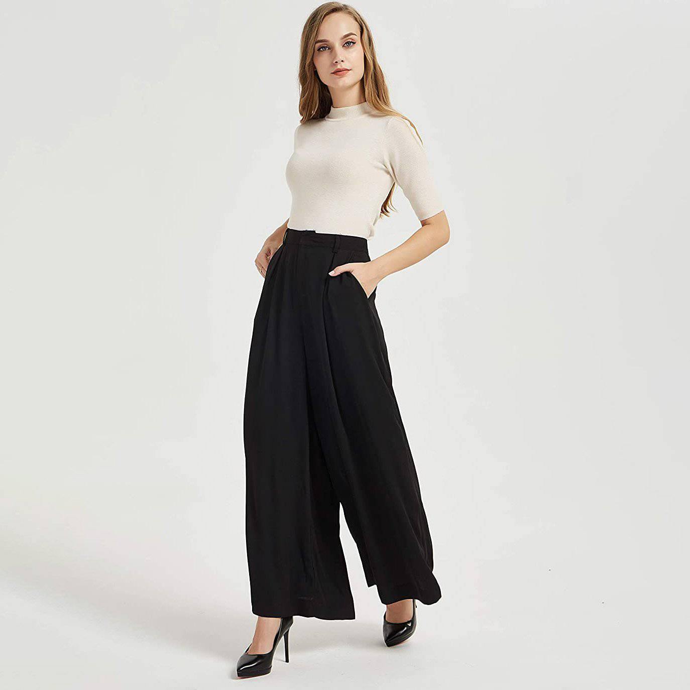 Womens Silk Pants High Waist Loose Pure Silk Trousers With Pockets