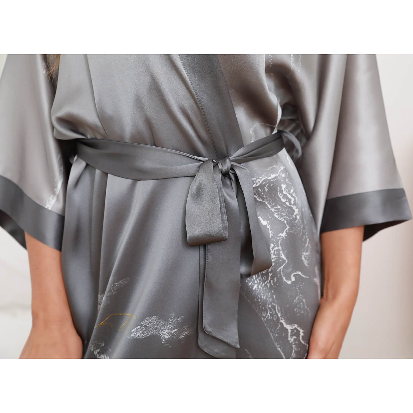 wonens 100% Mulberry pure Silk Kimono Robe with Belt floral Silk Bathrobe